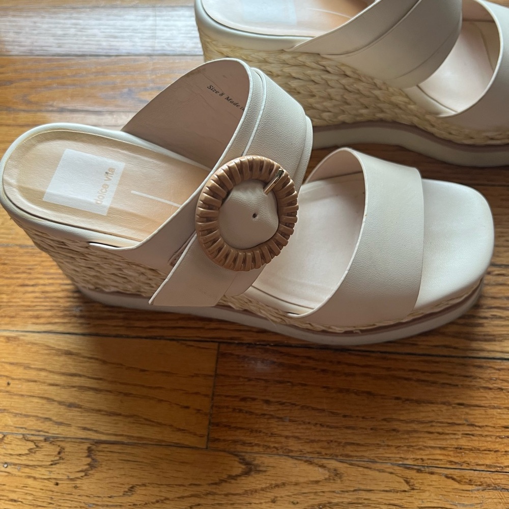 Women's Cream Wedge Sandals